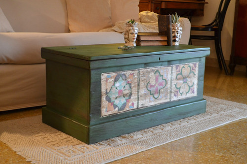 Holztruhe massivholz grün - holztruhe,